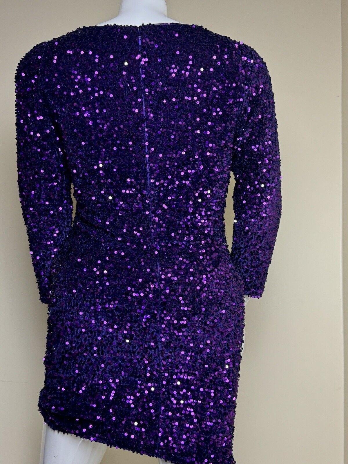 $188 Nanette Lepore Purple Sequined Long Sleeve Dress Sz 12