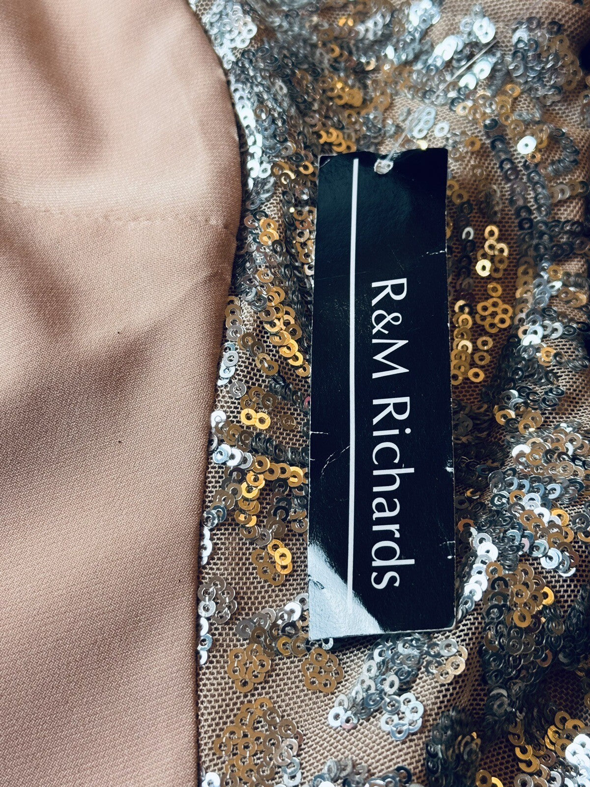 R&M Richard Knee-Length Sheath Dress w/Sheer Inserts Sequins Sz 10 (B.52)