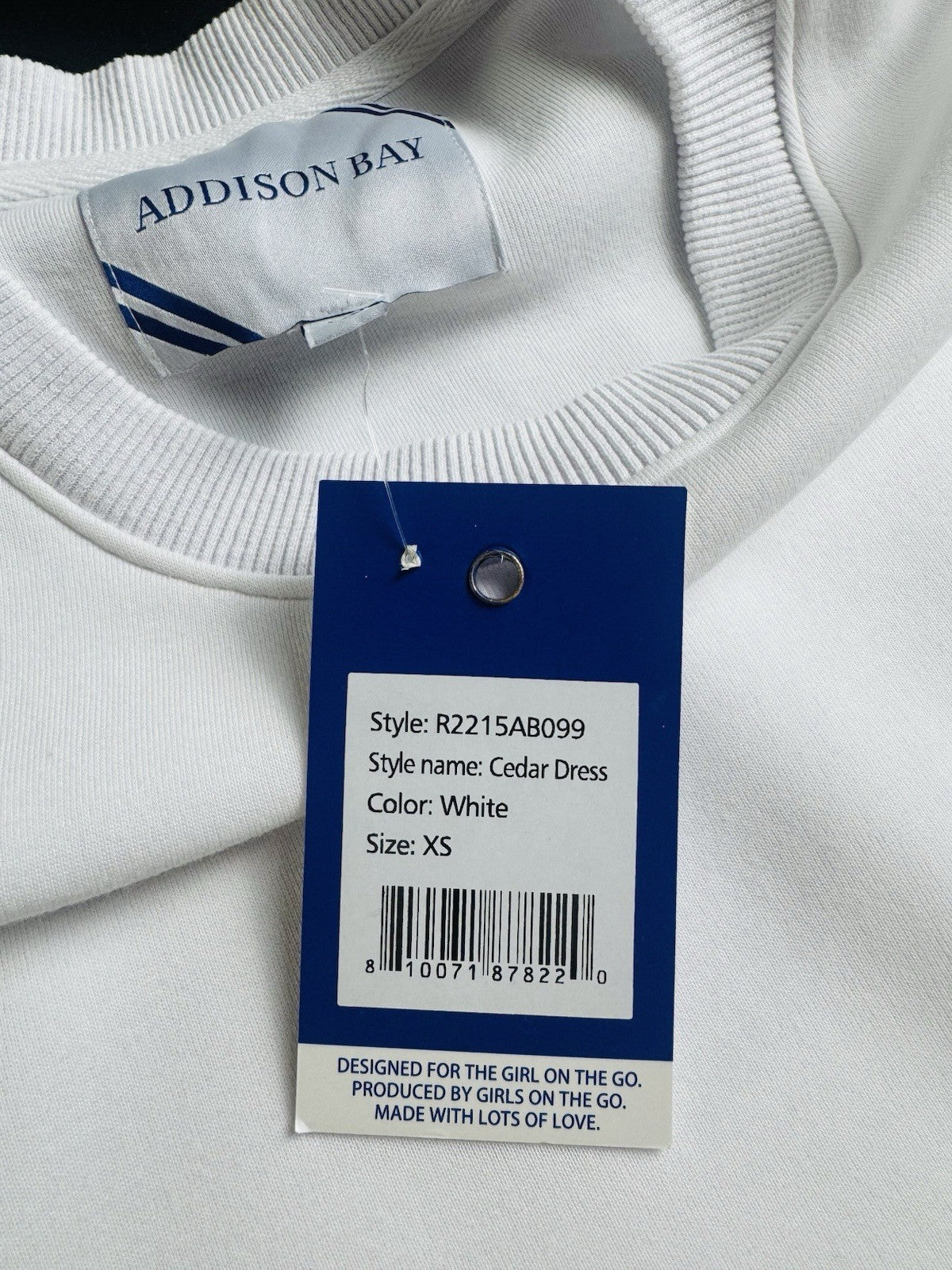 ADDISON BAY Women's White Knit Cedar Dress Sz XS.      (B.062)