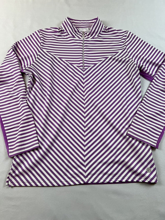 Bette & Court Women’s Golf Sweatshirt Sz M Purple White Stripes Long Sleeve