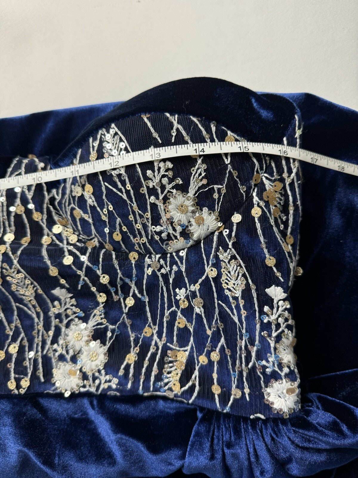 Miss Ord Strapless Velvet Mermaid Dress Royal Blue Sz L. (B.97)