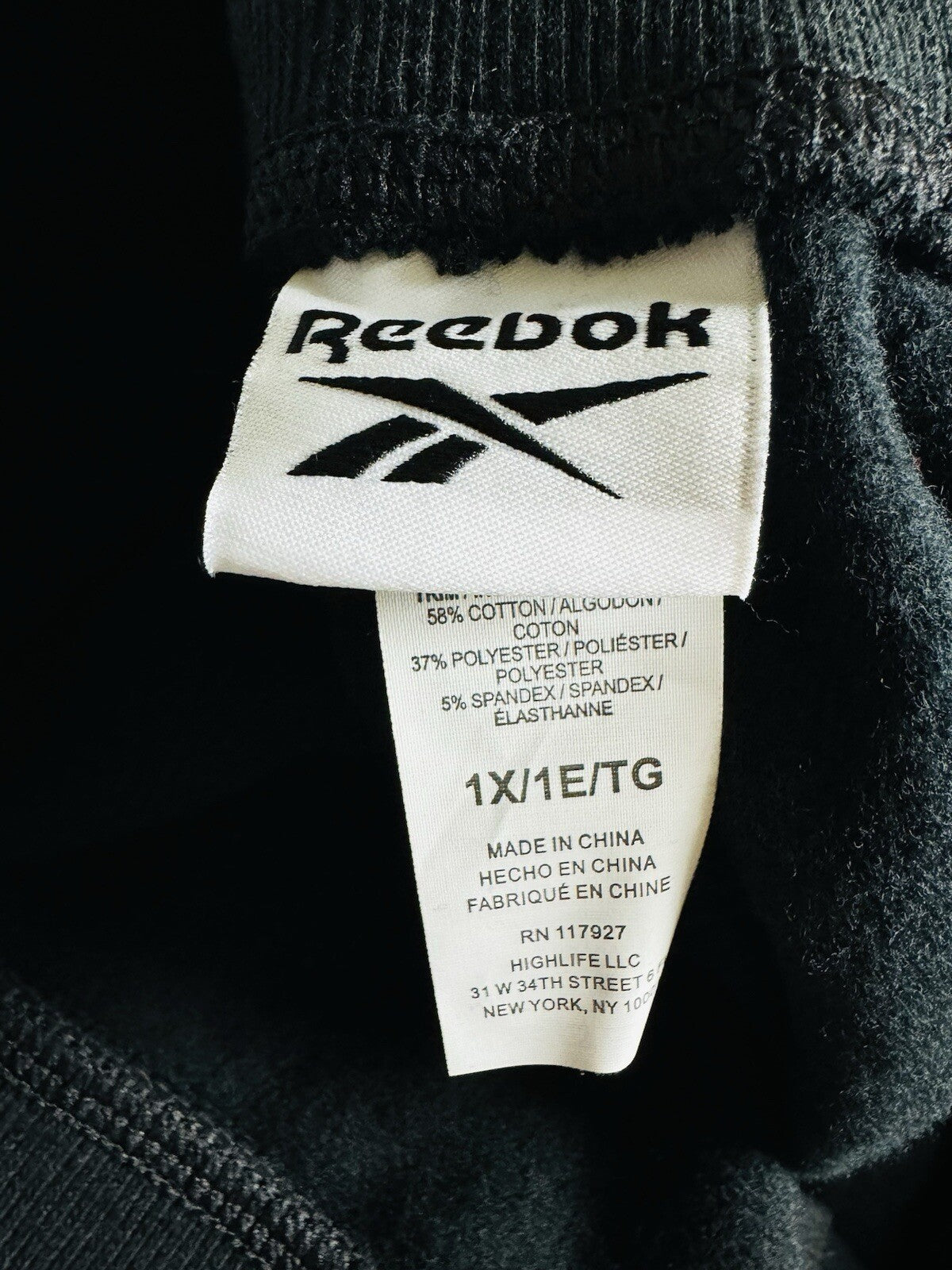 $70 Reebok Women's Black w/white Logo Jogger Sweatpants Sz 1X. (B.119)