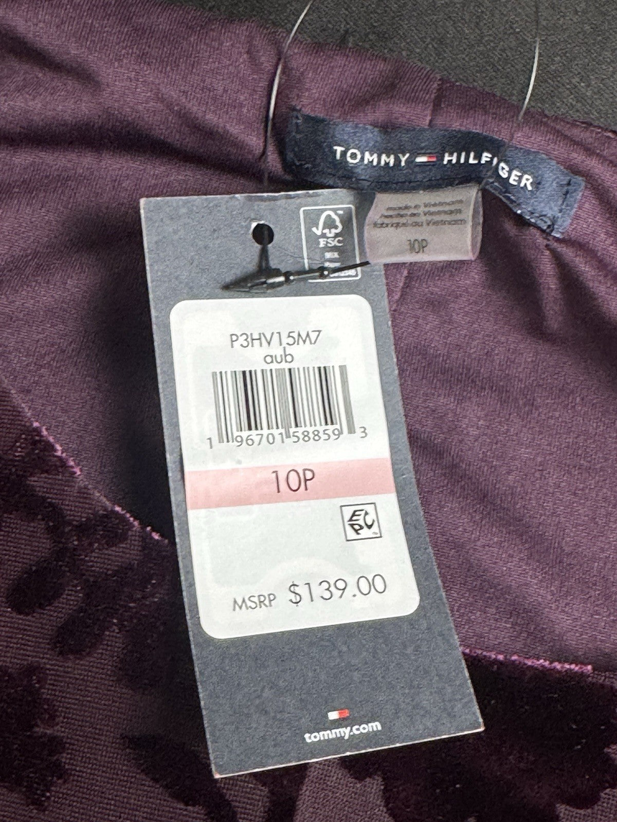 $139 Tommy Hilfiger Women’s Velvet Dress Sz 10P    (B.032)