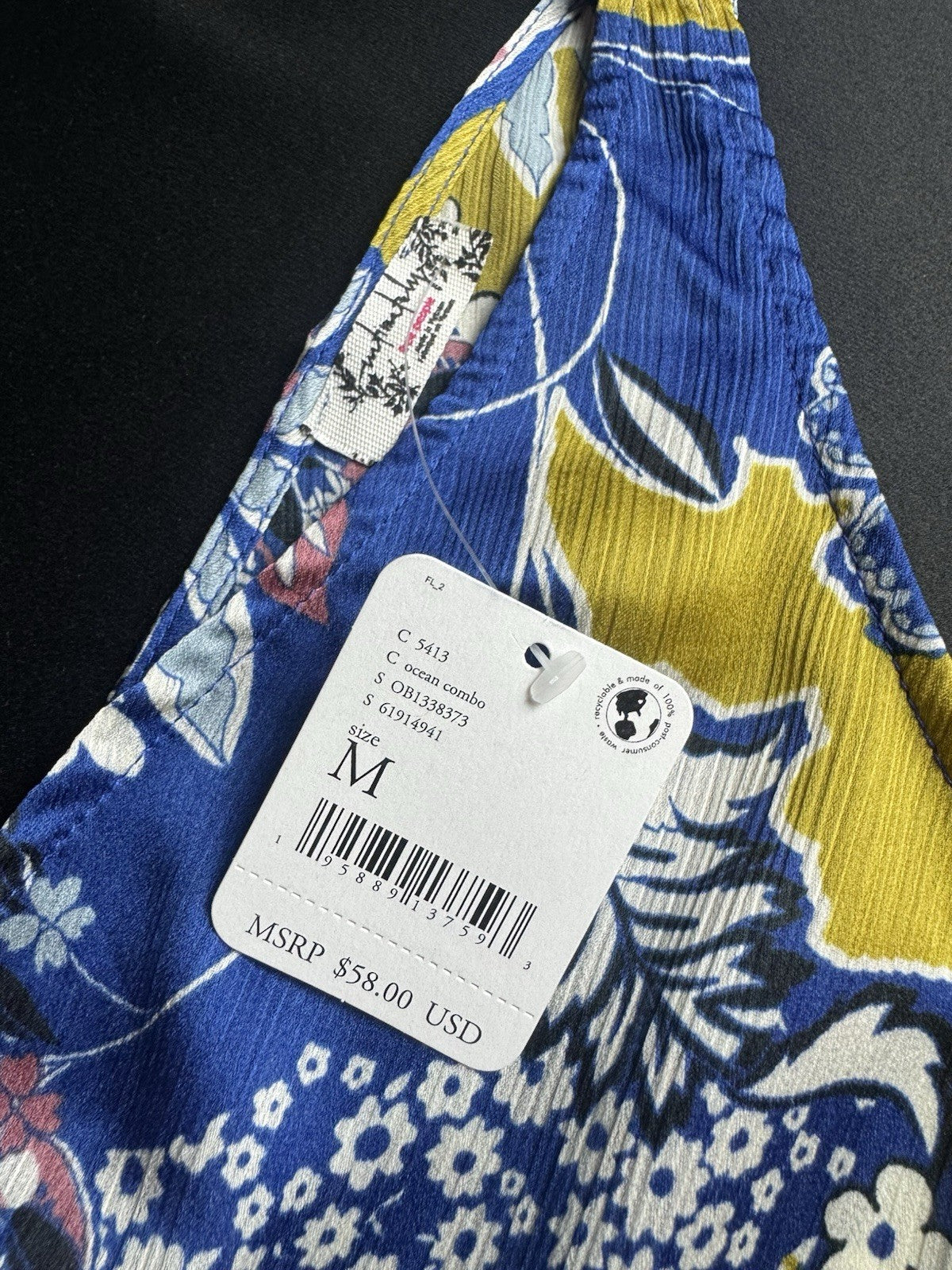 $58 INTIMATELY FREE PEOPLE Top Floral Sz M. (B.162)