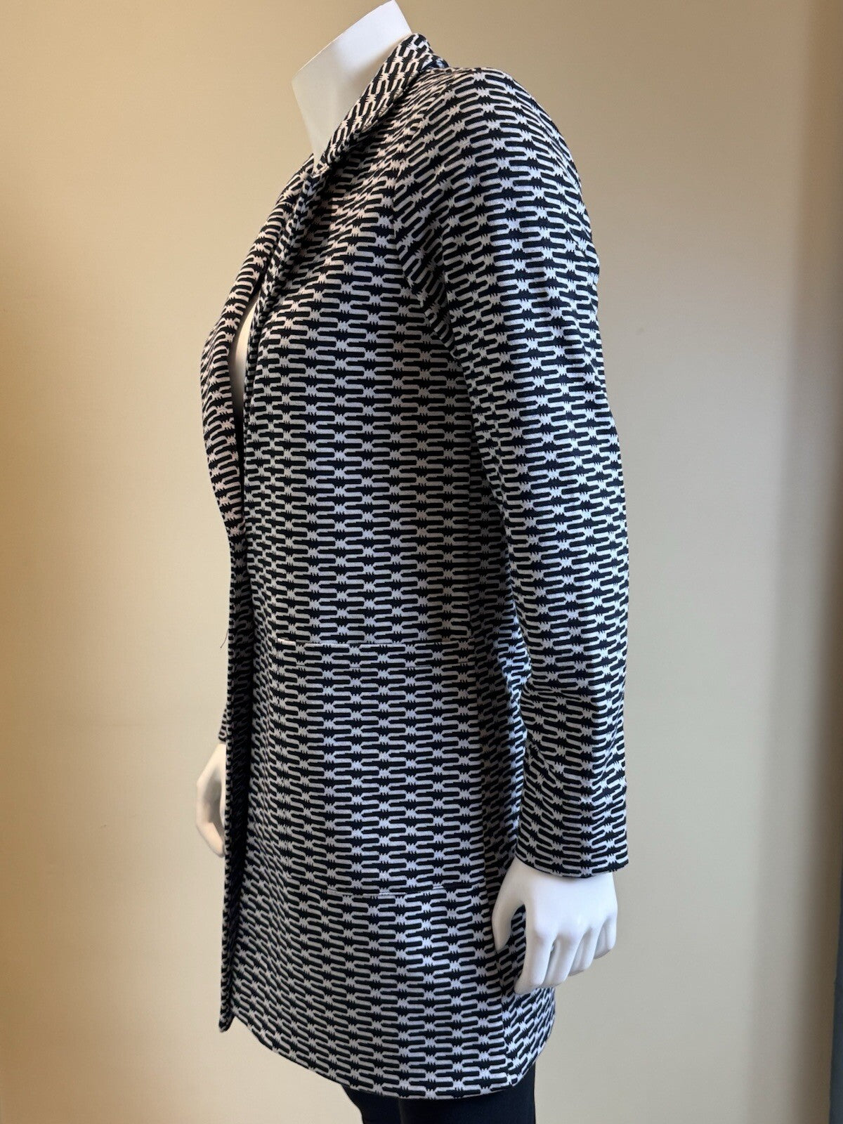 $98 PHILOSOPHY Women’s Black White Pea Coat Size S. . (B.95)