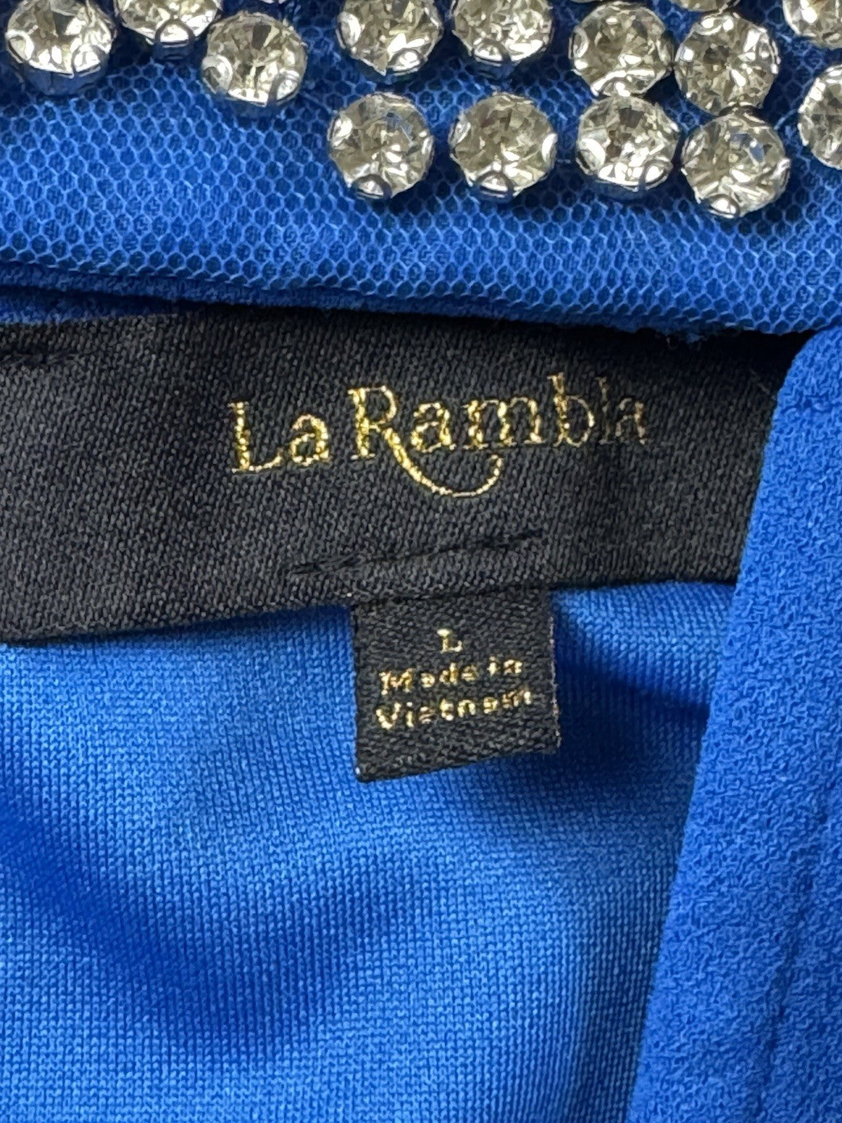 LA RAMBLA Goldtone Chains Blouse Size XS XSmall Stretch Black Women's Blouse NWT