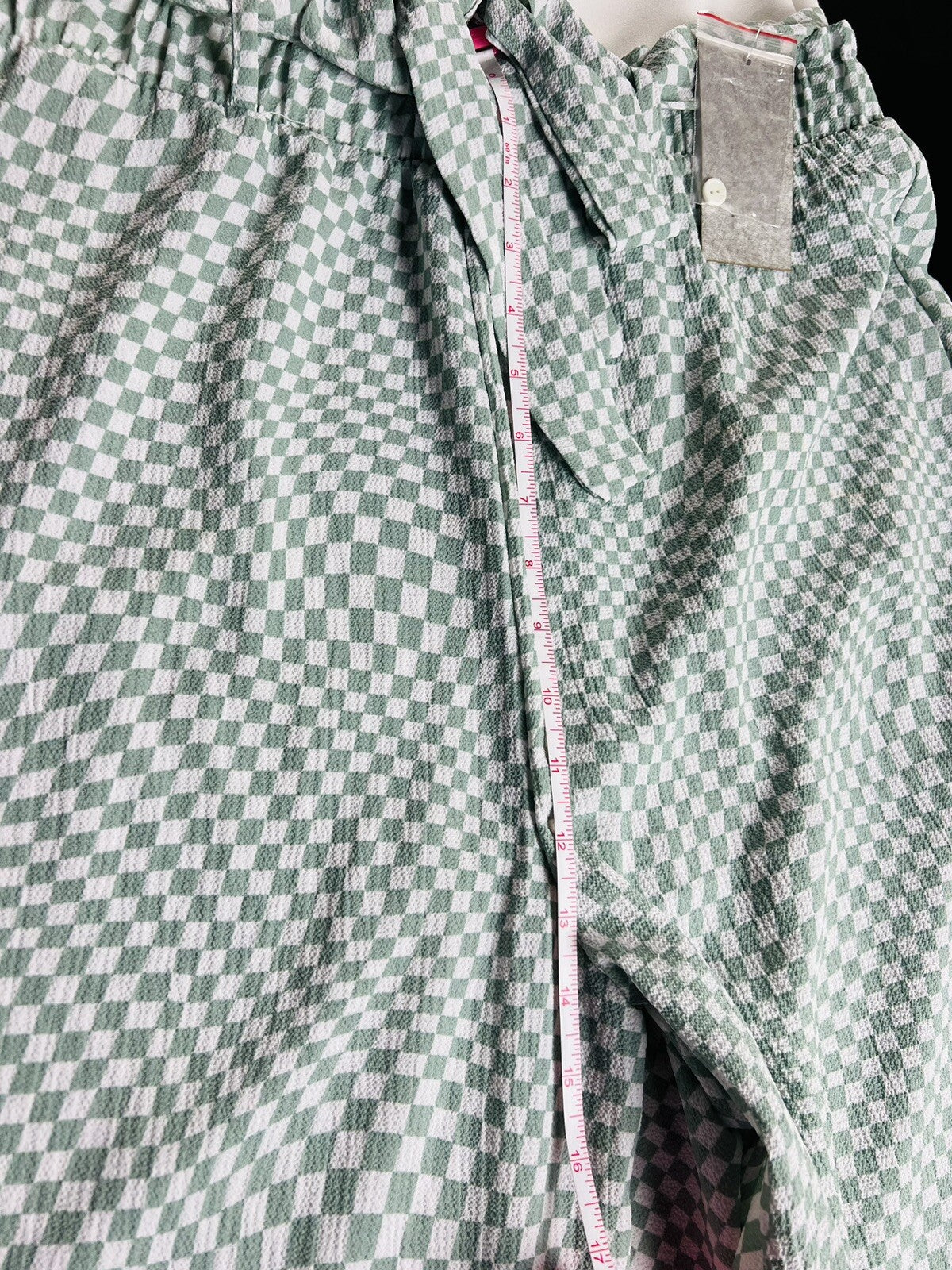 J for Justify Jumpsuit Sz M White Green Checkered Print Pants