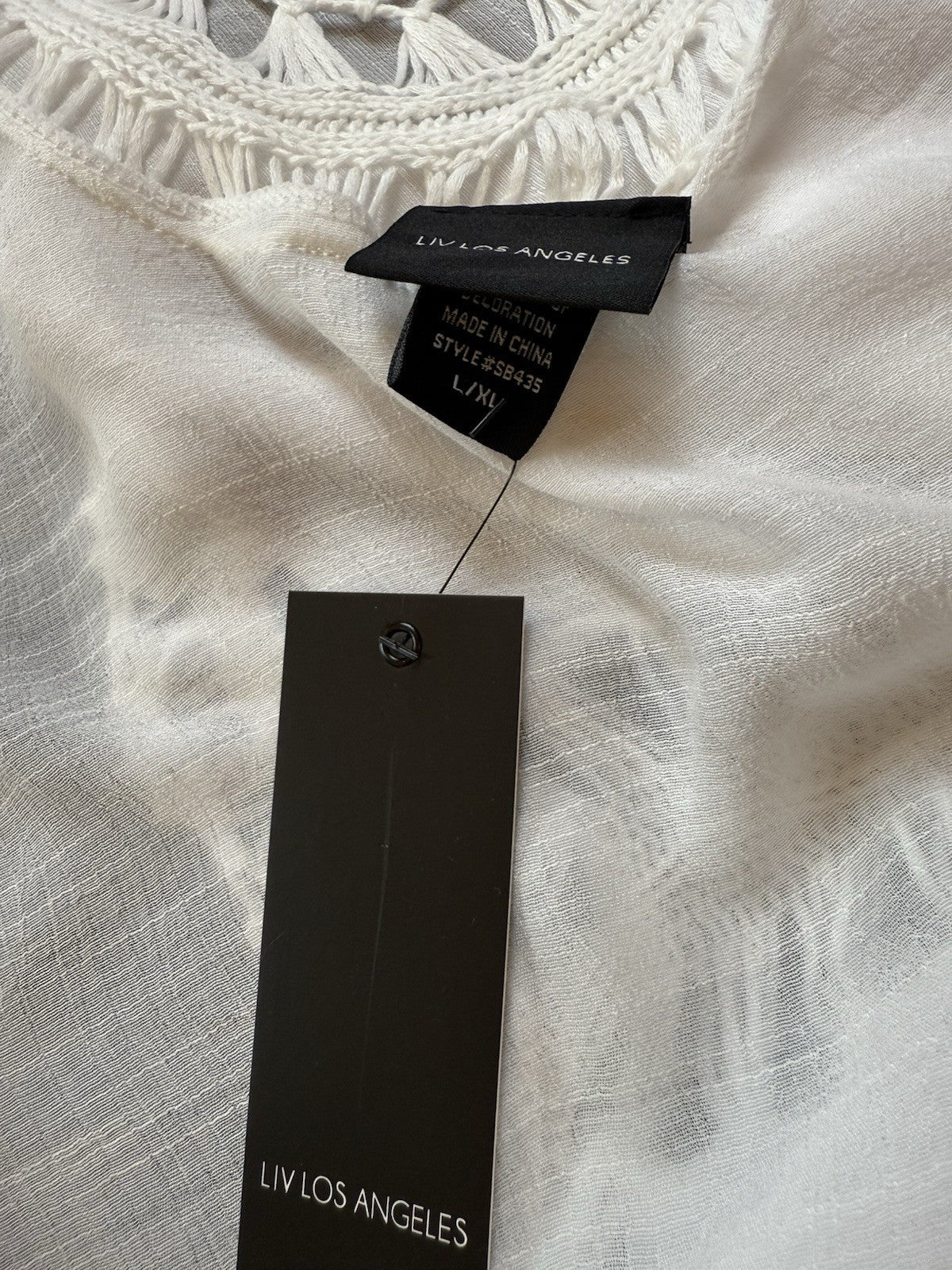 LIV LOS ANGELES Women's Open Front Crochet Lace Cardigan Size L.     (B.167)