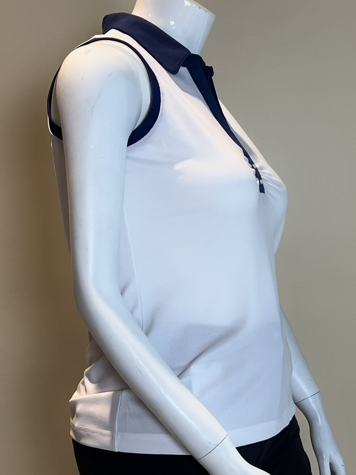 Sport Haley Women's Top Golf Shirt White/Blue Collared Sz L (B.48)