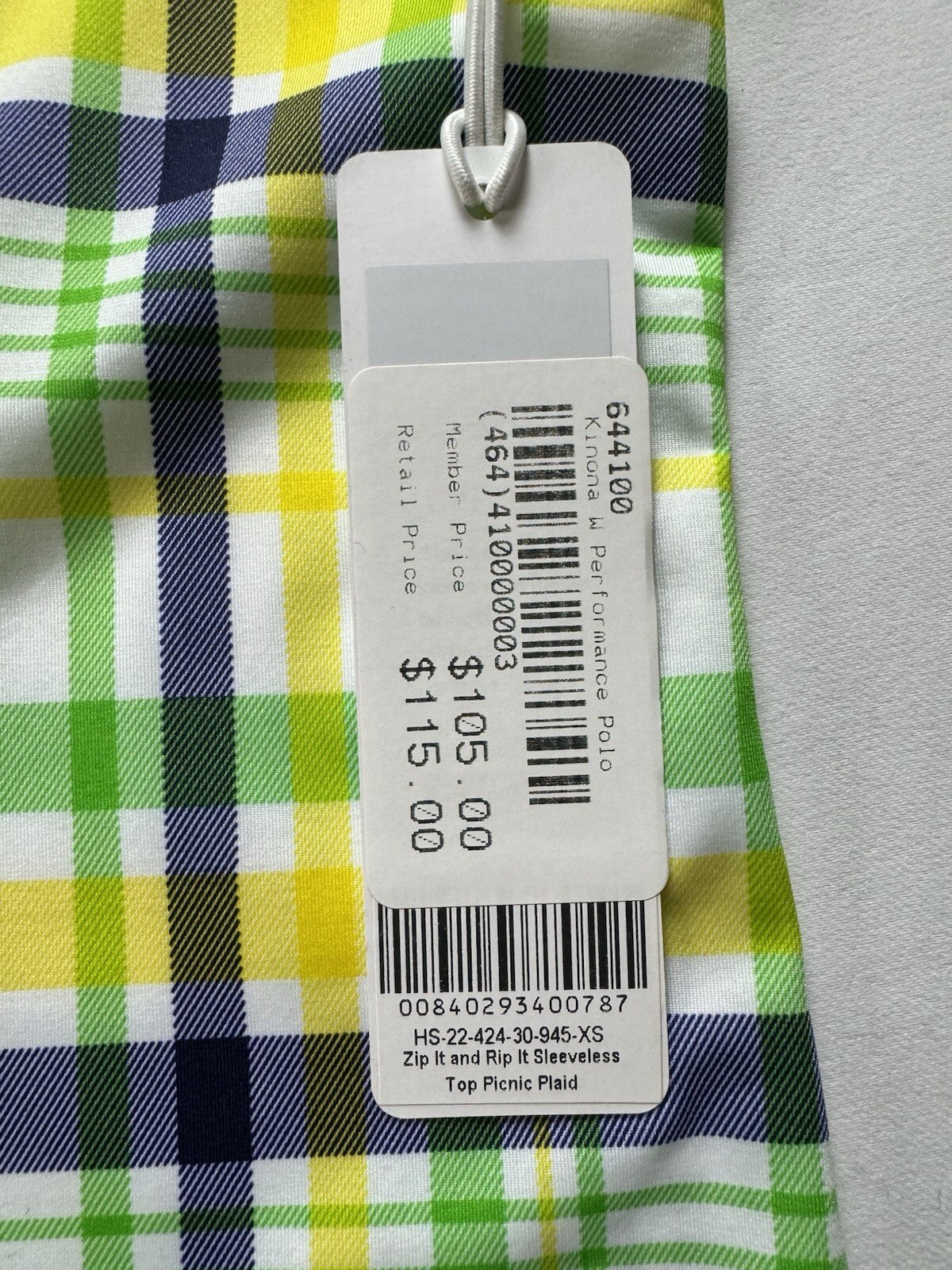 KINONA Women’s Sleeveless Golf Plaid Shirt Sz XS.   (B.130)