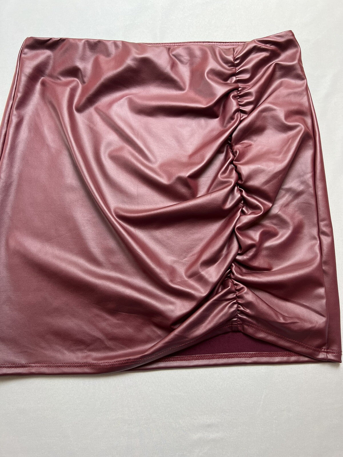 AGRADE Women's Faux Leather Skirt Marron Size XL