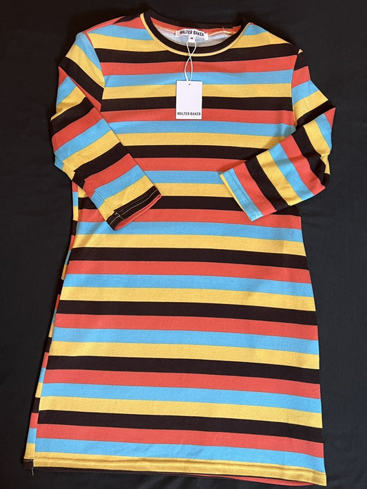 $198 WALTER BAKER Multicolor Stripes Dress Sz M