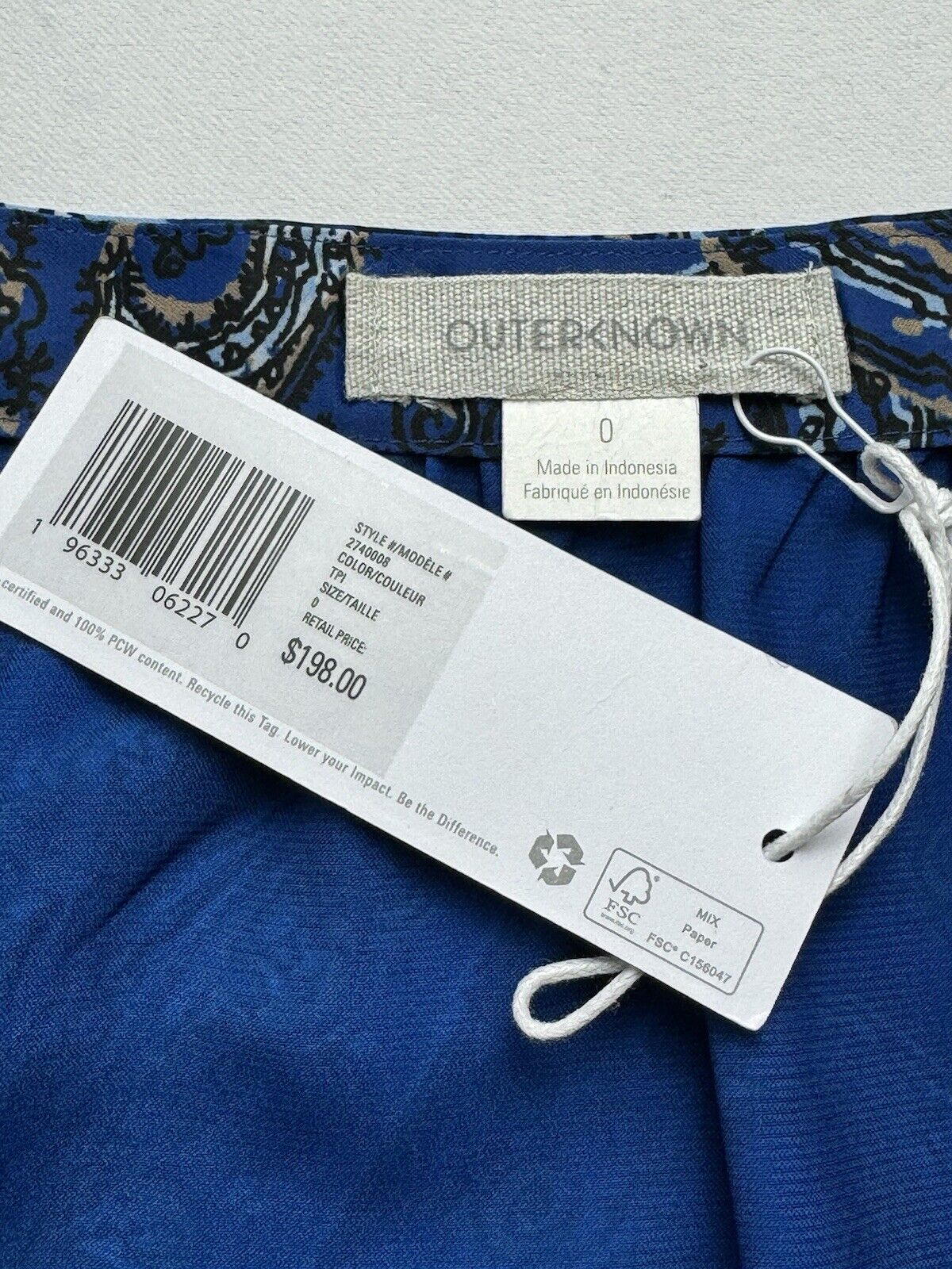 $198 Outerknown Long Skirt Size 0 Paisely Blue Skirt (73)