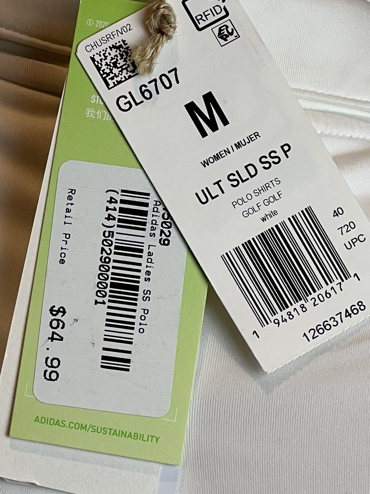 Adidas Women’s Polo Golf Shirt SZ M White Climacool