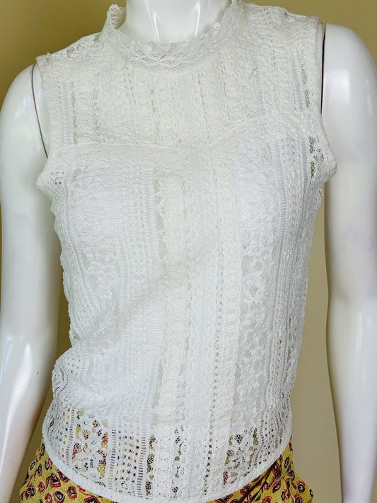 Free People Top Lace White Blouse Size S.