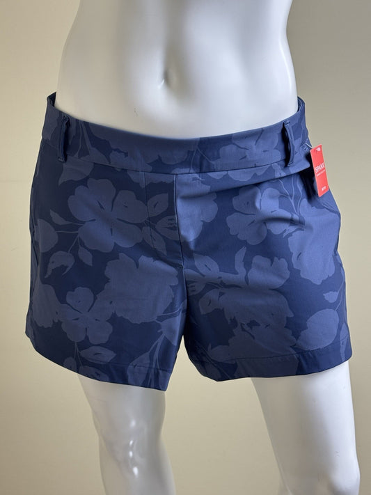 SPANX Women's Sunshine Floral Navy Shorts Sz L.      (B.156)