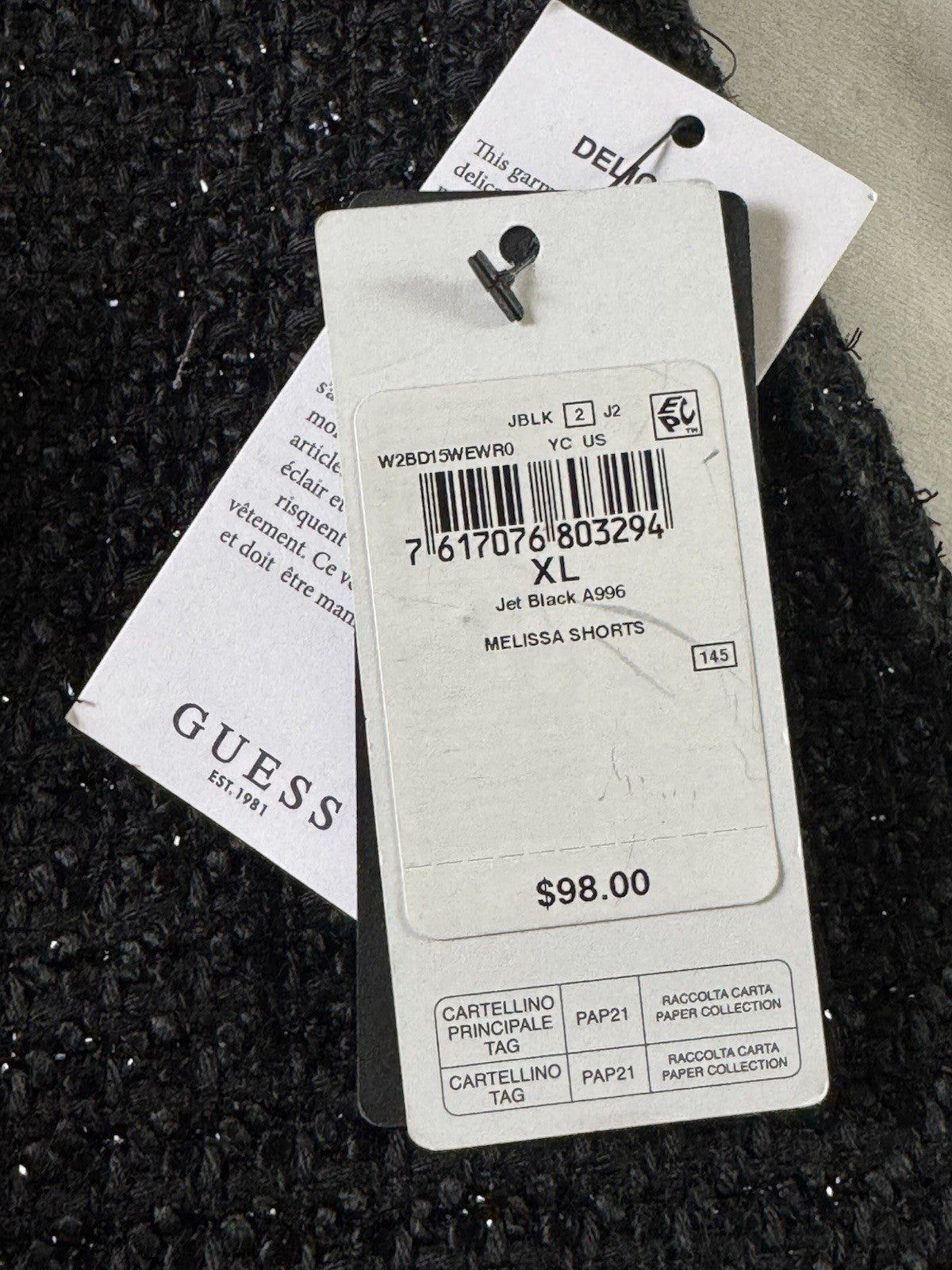 $98 Guess Women's Black Melissa Shorts Sz XL.        (B.141)