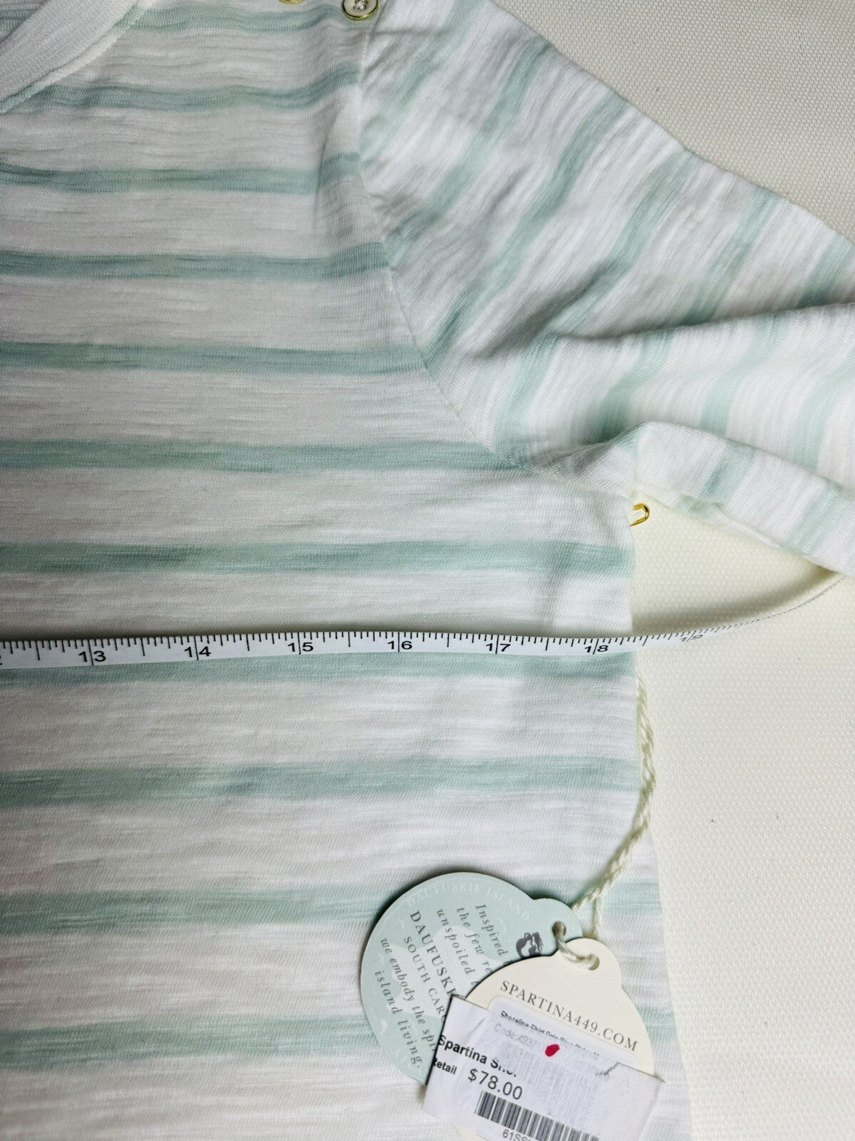 Spartina 449 Women’s Top Sz M Golf Shirt Stripes Green White.  (74)