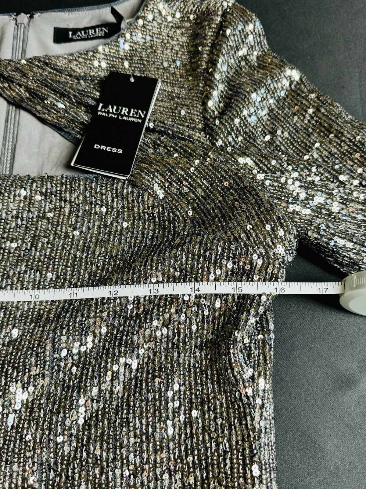 $295 Lauren Ralph Lauren Glitter Sequined Dress Size 12.    (B.88)