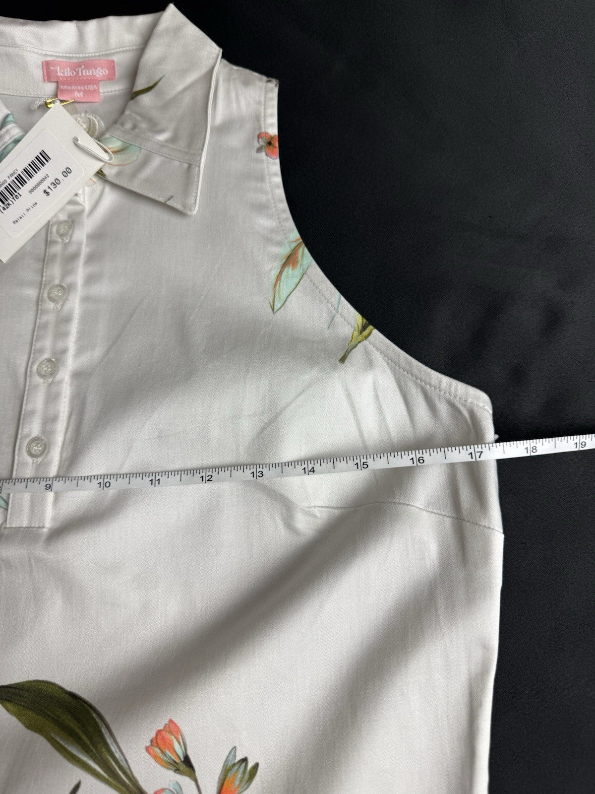 $130 Kilo Tango Women’s Golf Polo Shirt Ivory Floral Sleeveless Sz M   (B.180)