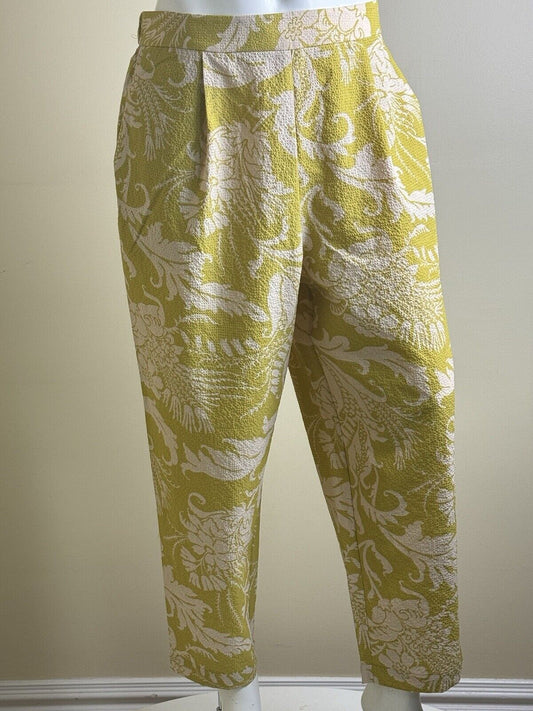 $225 TED BAKER Women’s Leaves Print Trousers Sz 4. US L. (B04)