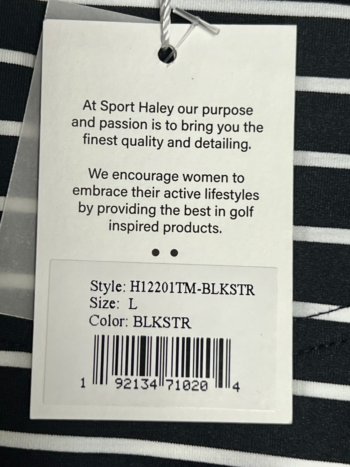 Sport Haley Women's Golf Shirt Black White Stripes Top Sz L (B.48)