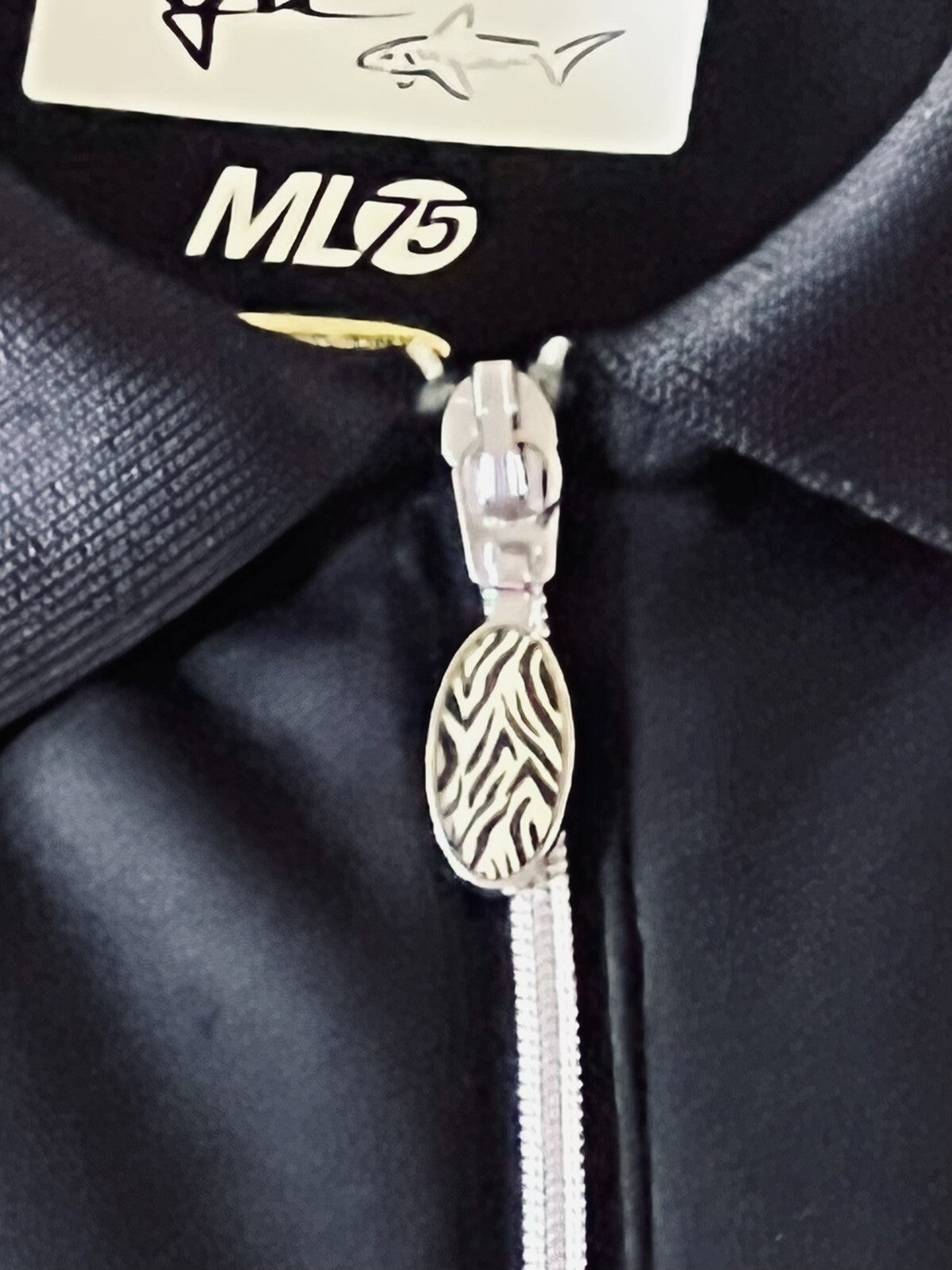 Greg Norman Women's Top Golf Polo Shirt Black W/Zebra Print Sz S (16)