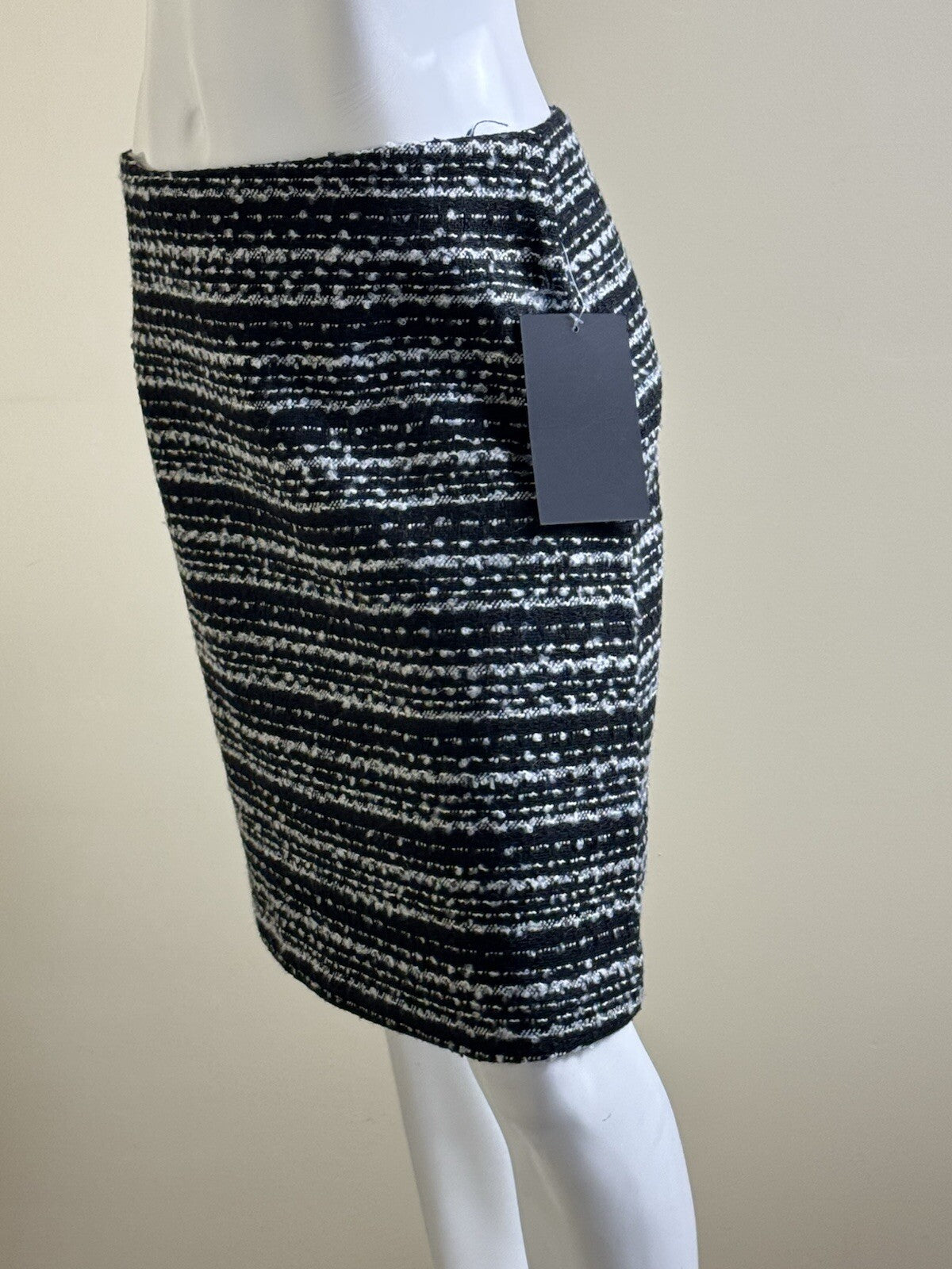 Bagatelle Tweed Pencil Skirt Wool Blend Size M Black White