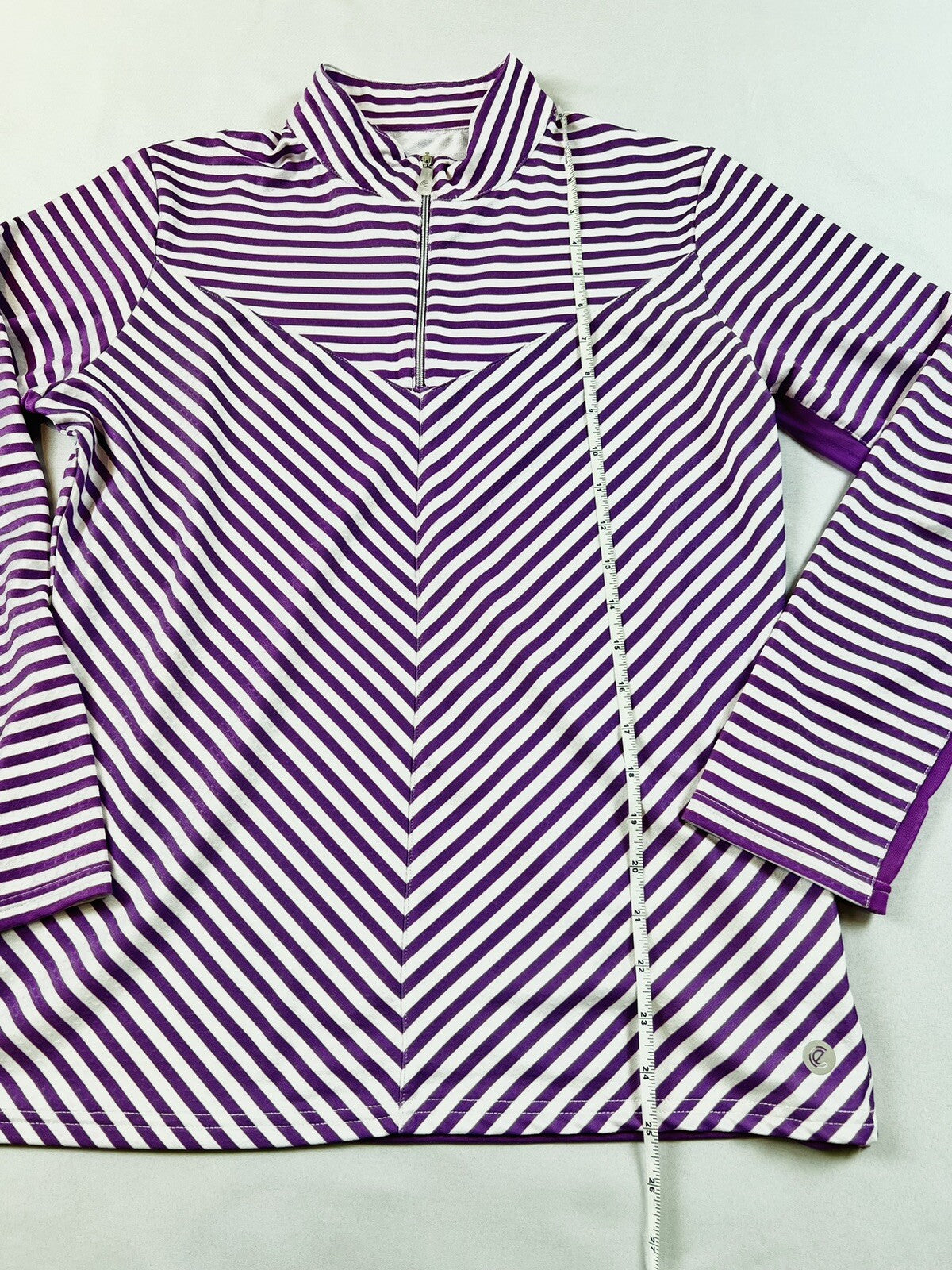 Bette & Court Women’s Golf Sweatshirt Sz M Purple White Stripes Long Sleeve