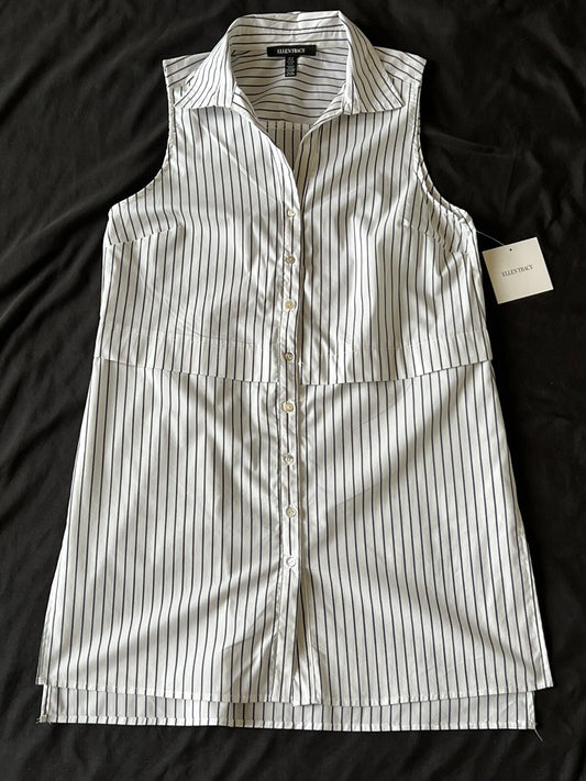 Ellen Tracy Women's Striped Sleeveless Shirt Sz M