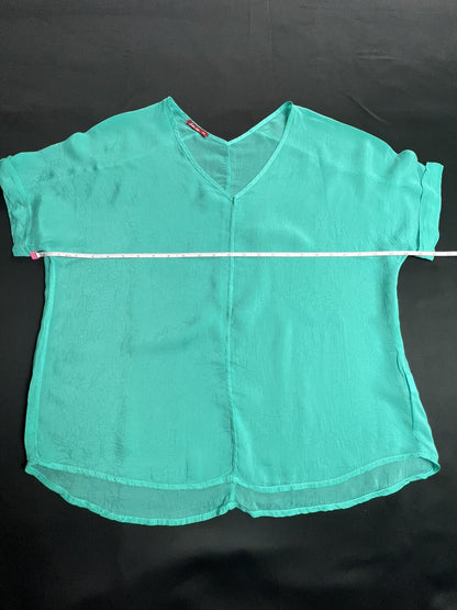 Bashara Lesser Women’s Blouse Sz XS Teal Green Top