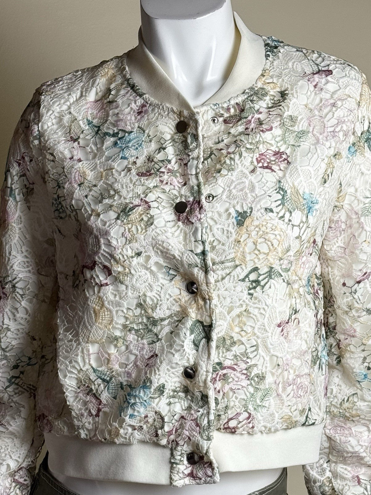 $128 NANETTE LEPORE Women’s Floral Jacket Sz S    (B.157)
