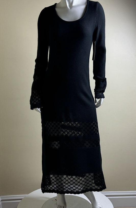 ABSOLUTELY FAMOUS Black Crochet Dress Sz S ( B.97)