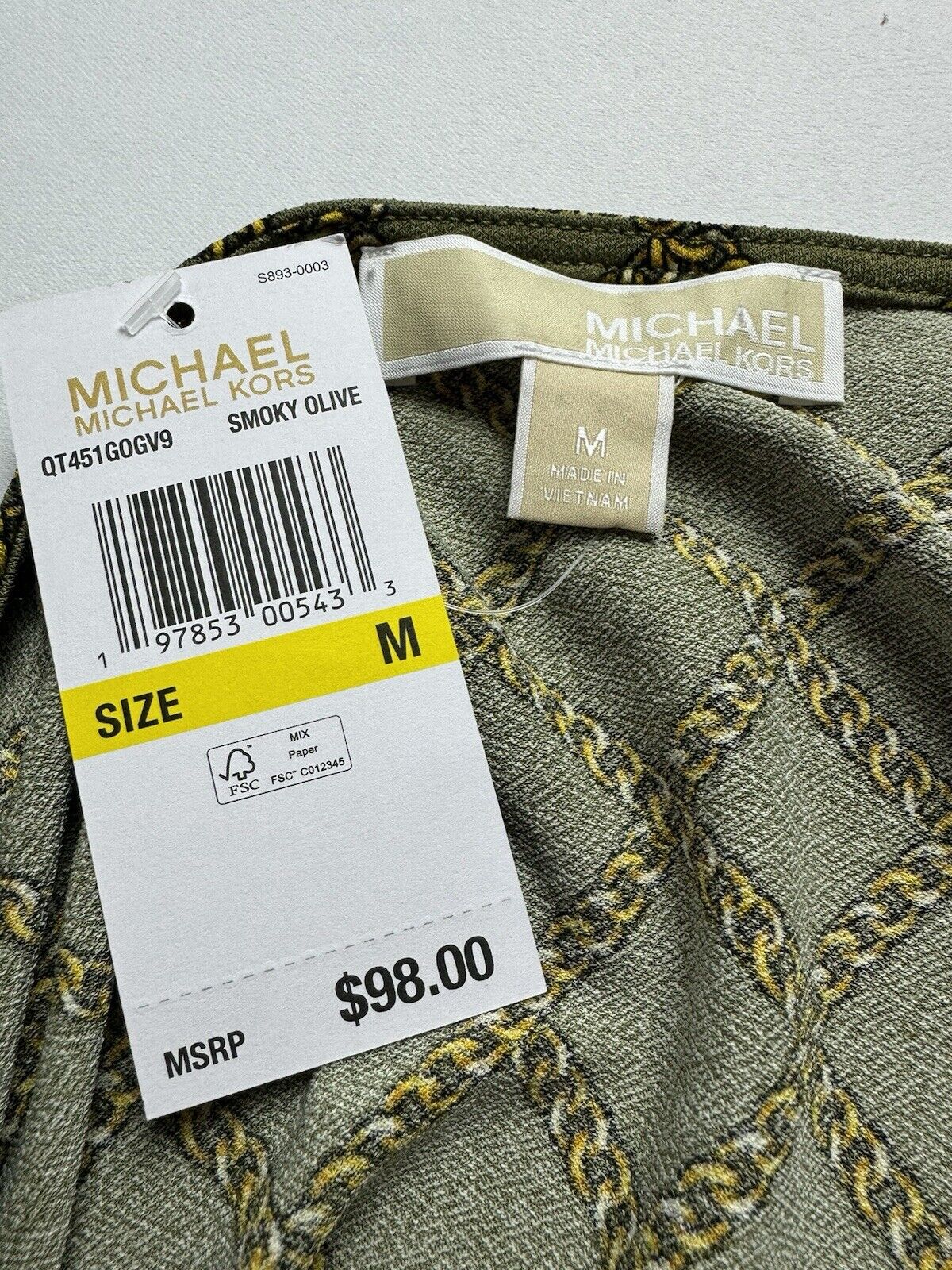 $98 Michael Kors Women’s Top Green Blouse Sz M. (B.53)