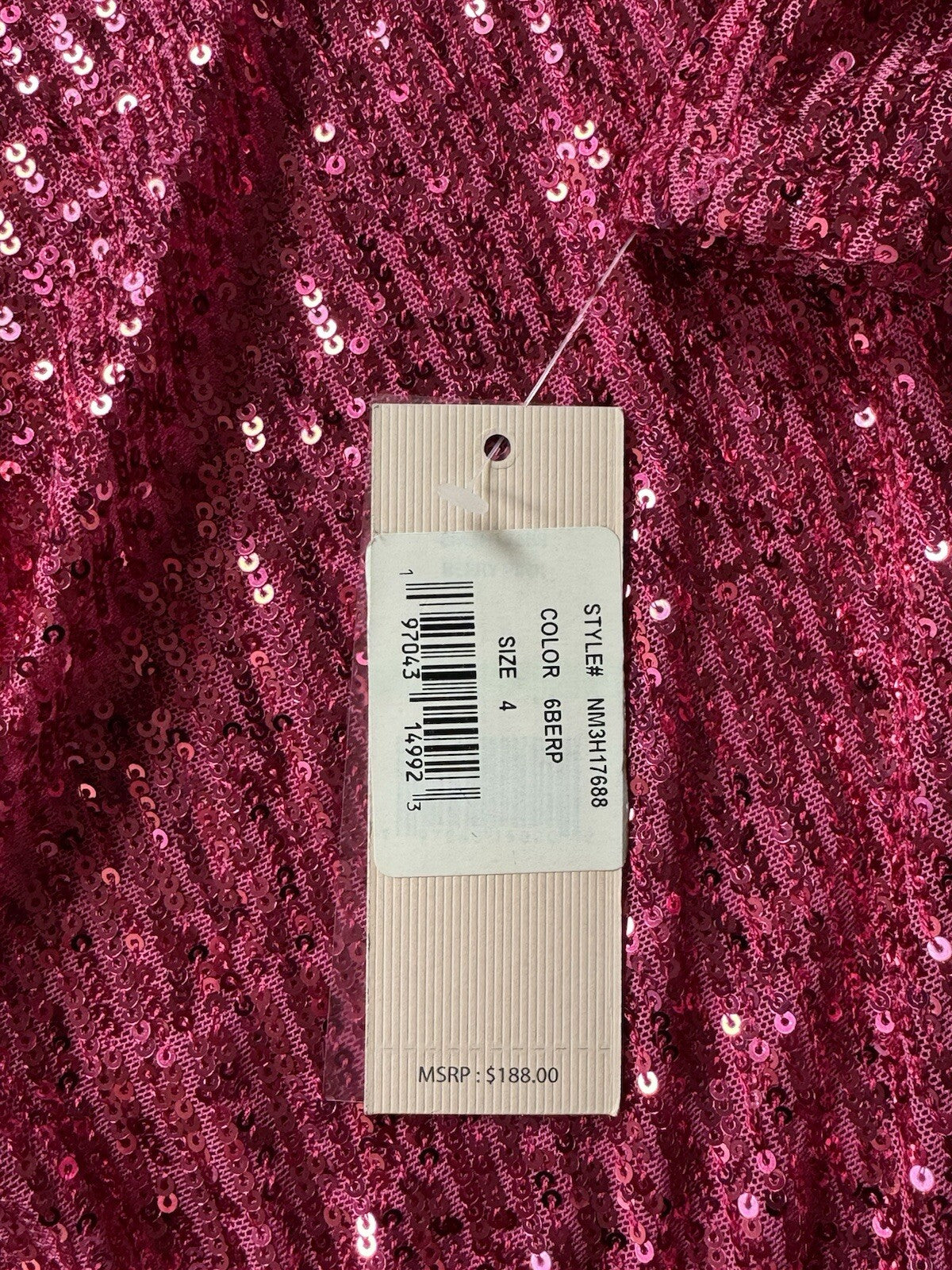 $188 Nanette Lepore Pink Sequined Long Sleeve Dress Sz 4. (B.93)