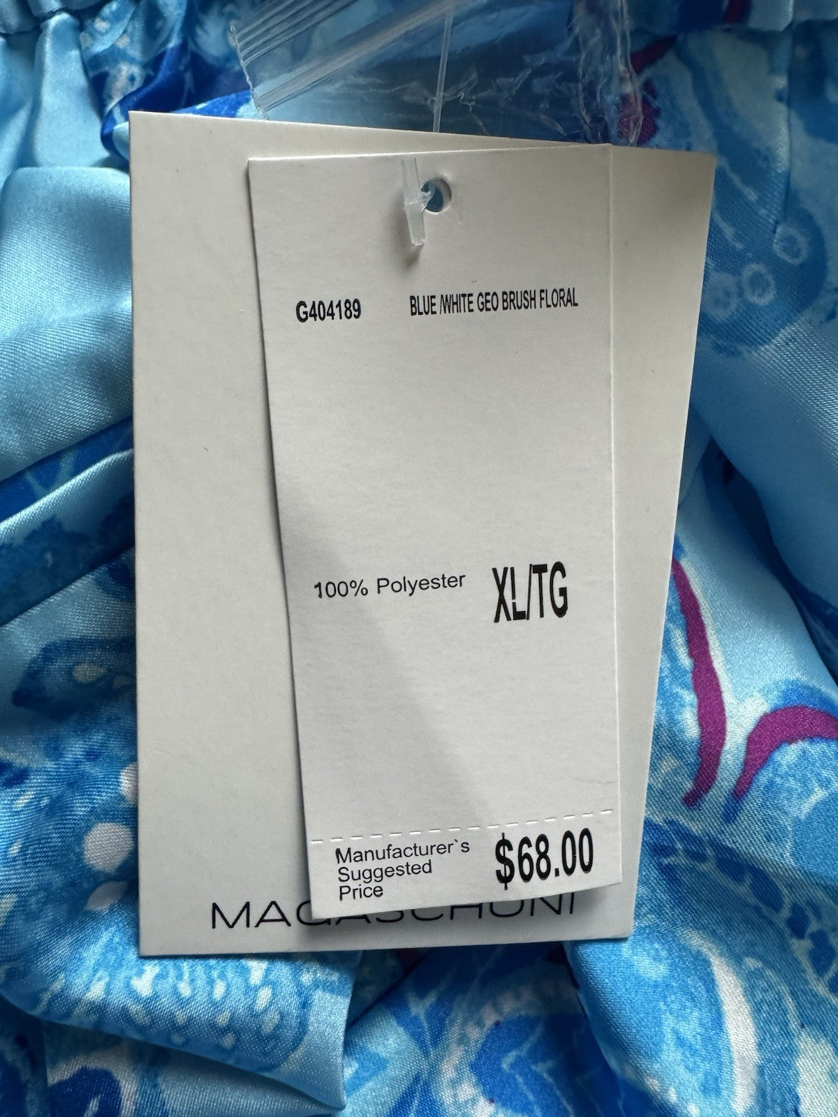 $68 Magaschoni Trousers Blue Floral Sz XL.  (B.159)