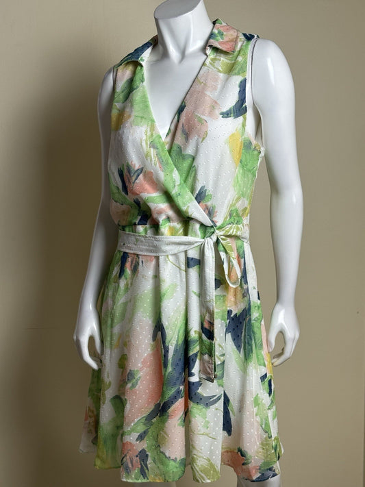 $134 DKNY Women’s Fit & Flared Floral Dress Sz 16    (B.096)