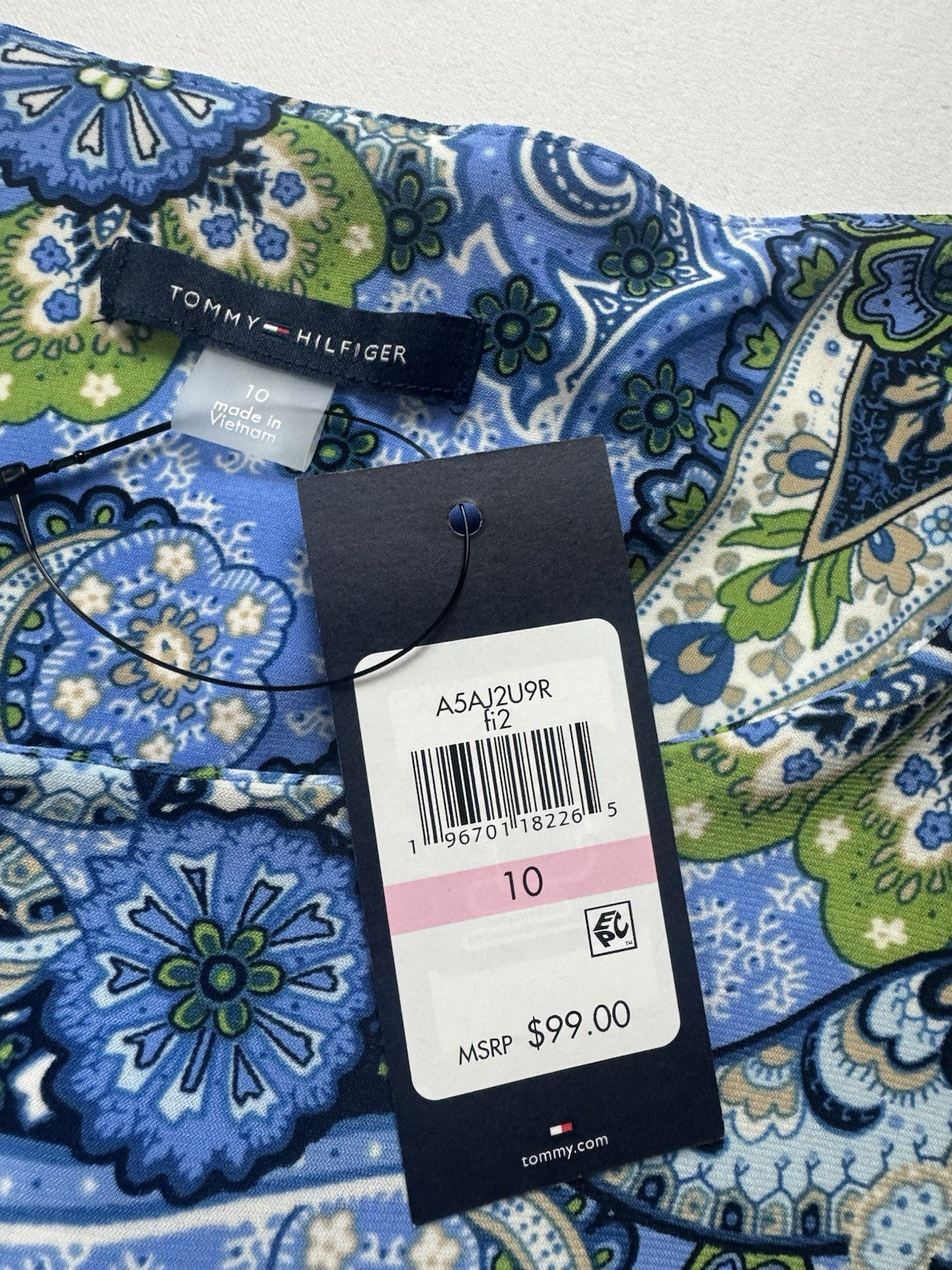 $99 Tommy Hilfiger Women’s Blouson Blue Dress Sz 10   (B.152)