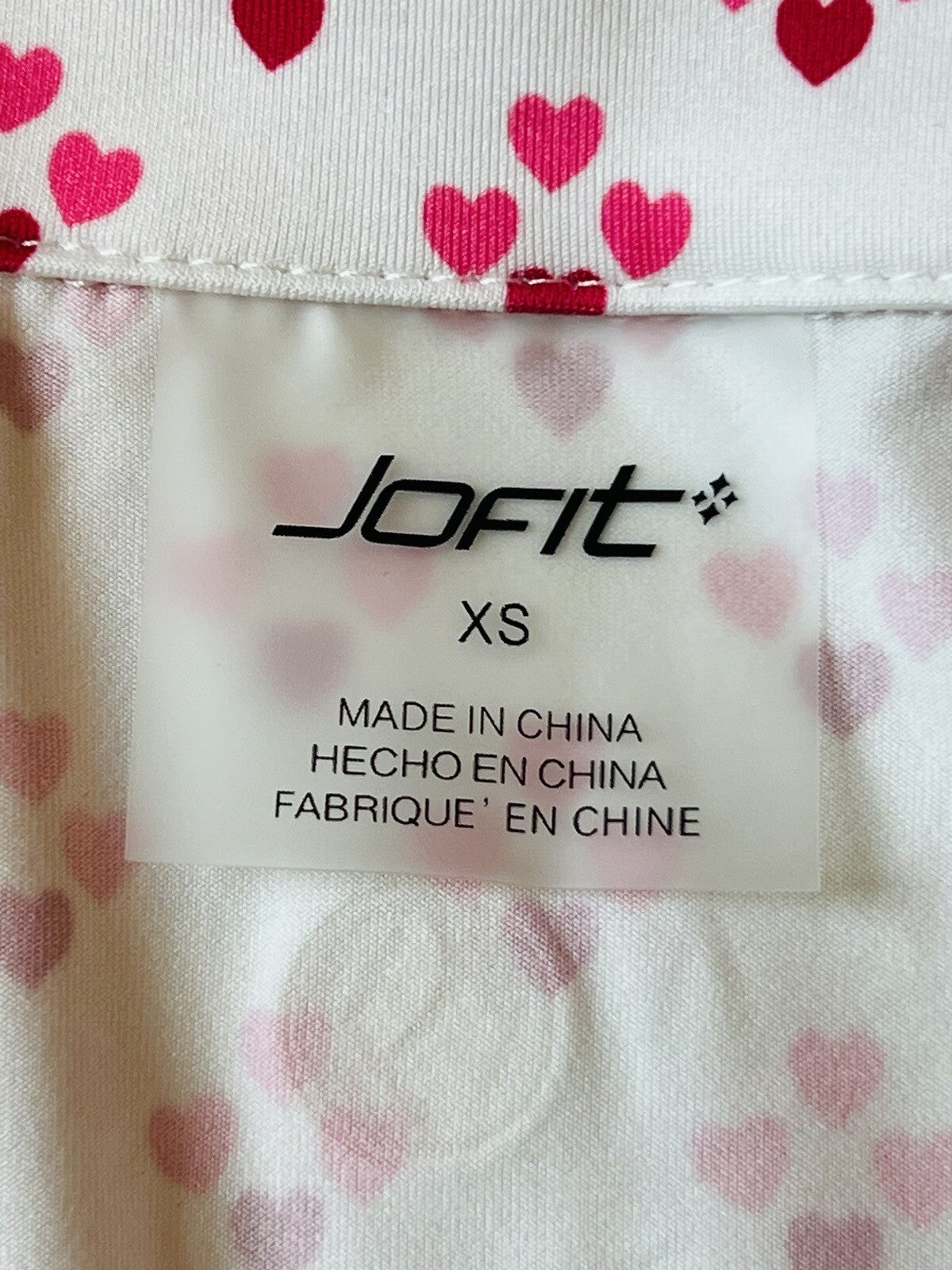 JoFit Women’s Long Sleeve White Pink Hearts Size XS Sweatshirt.   (10)