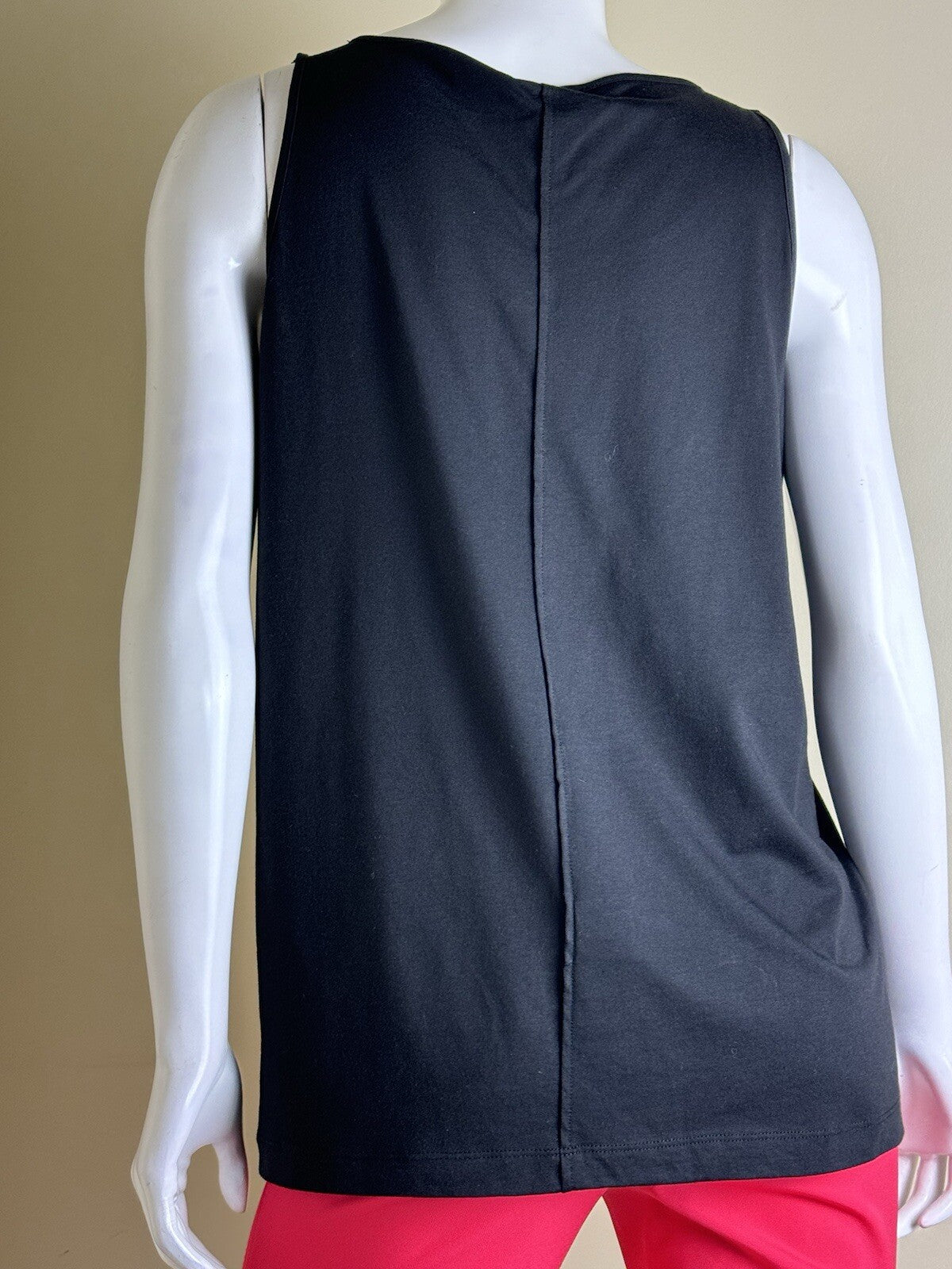 $85 Donna Karan Tank Top Blouse Black White Sz M  (B.53)
