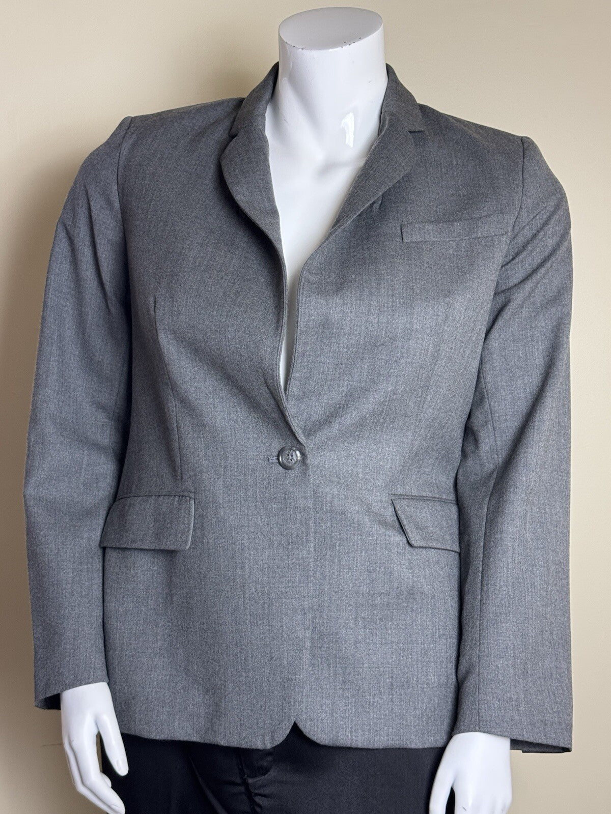 $395 Lauren Ralph Lauren Women's Blazer One Button Gray Sz 12 (B.138)