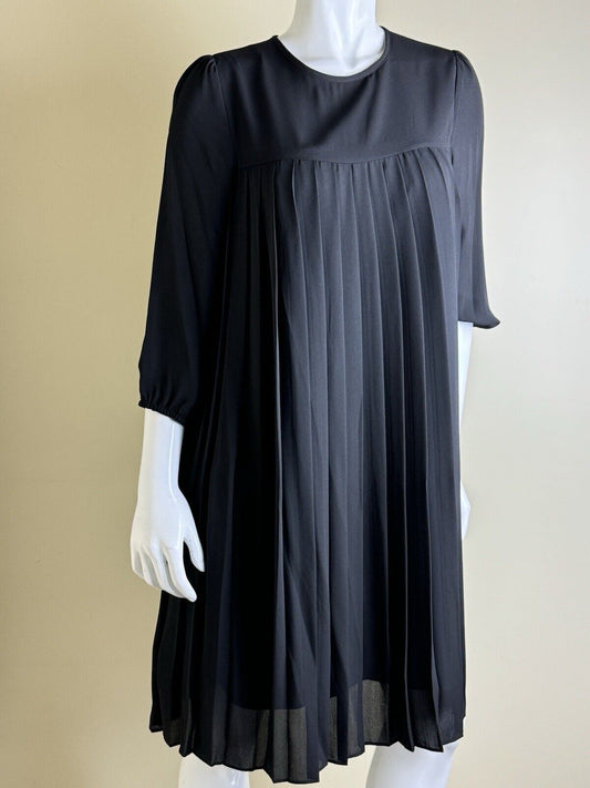 $158 NANETTE LEPORE Pleaded Black Dress Sz 10 (B.55)