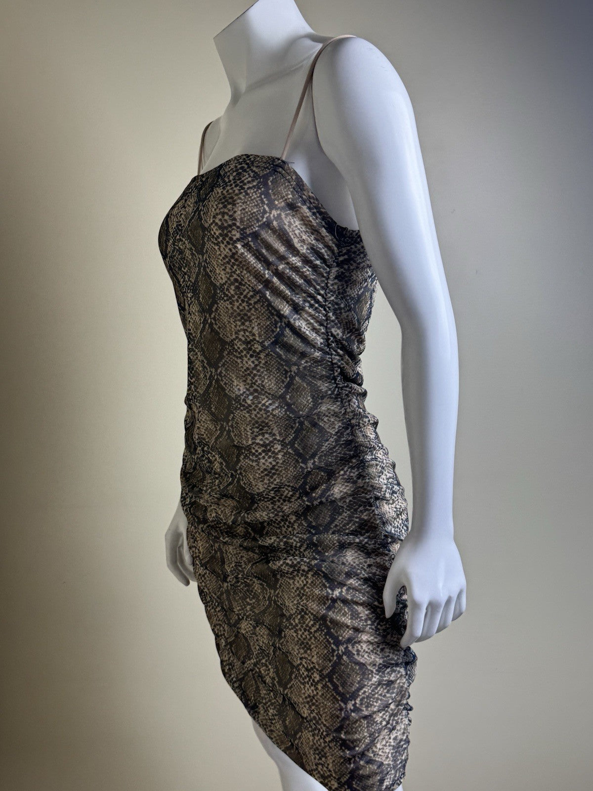FADED ROSE Women’s Blouson Snake Print Dress Sz L.   (B.154)