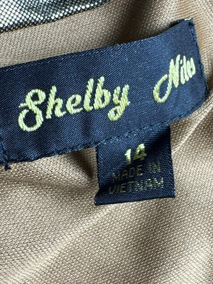 Shelby Nites One Shoulder Gold Dress Sz 14. (B.109)