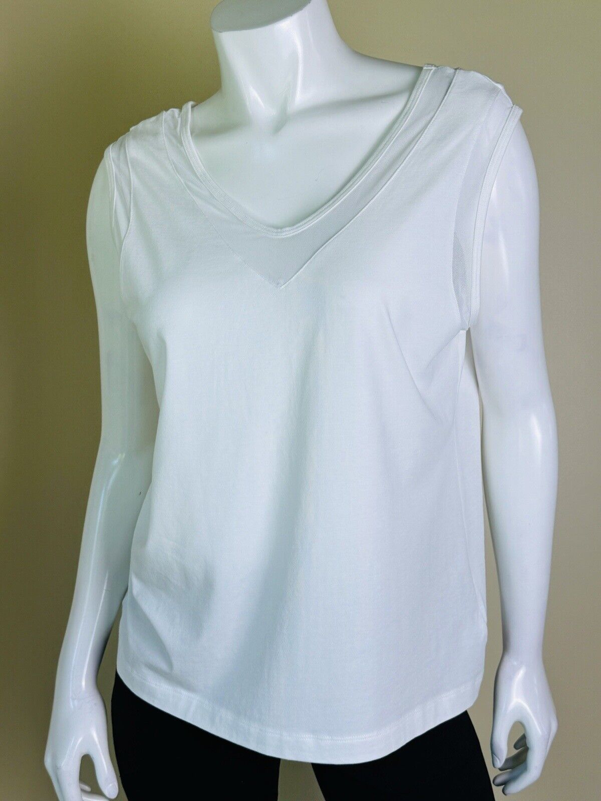 Anatomie Tank Top Women’s Sz L Mesh White Sleeveless (02)