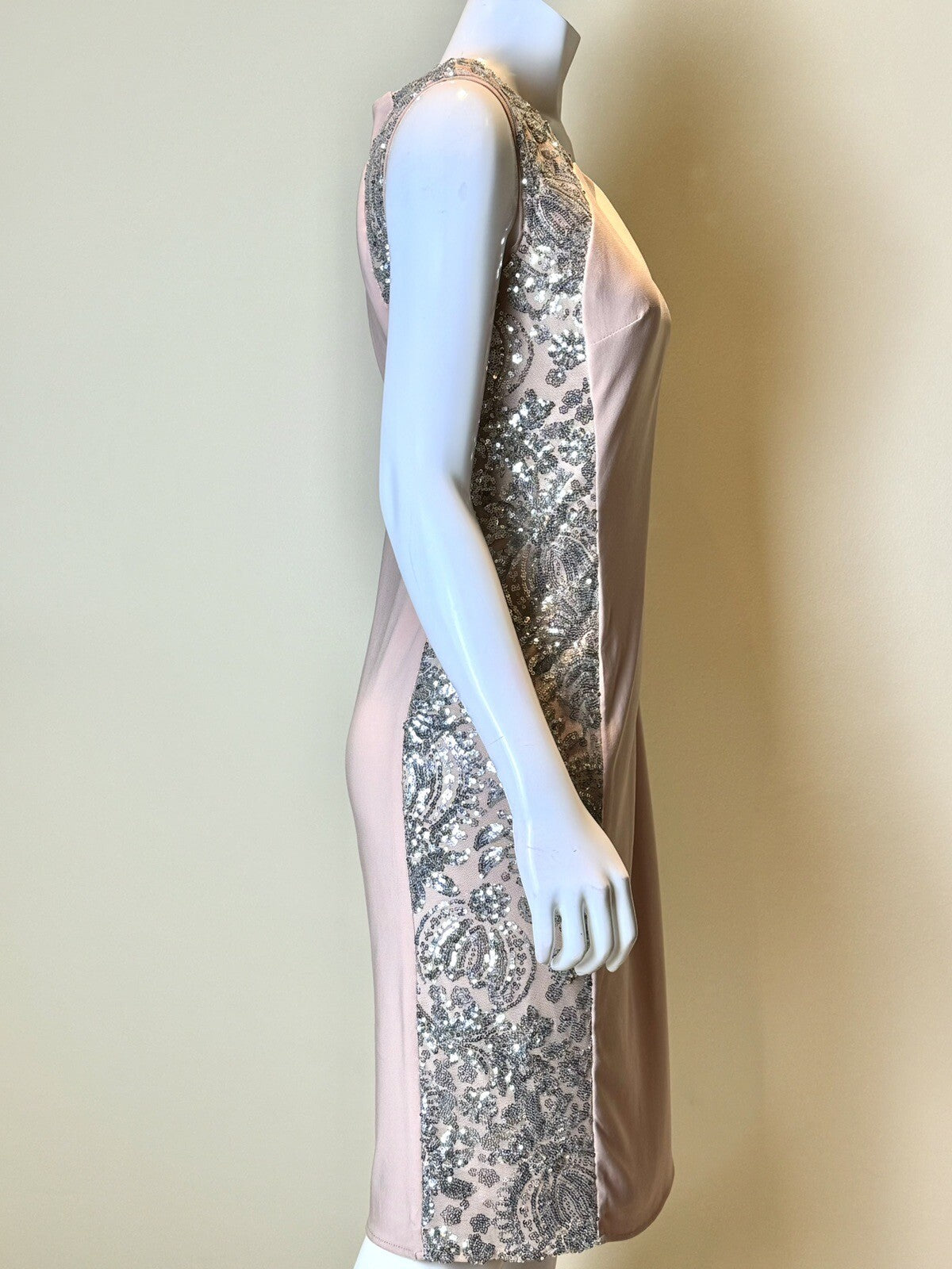 R&M Richard Knee-Length Sheath Dress w/Sheer Inserts Sequins Sz 10 (B.52)