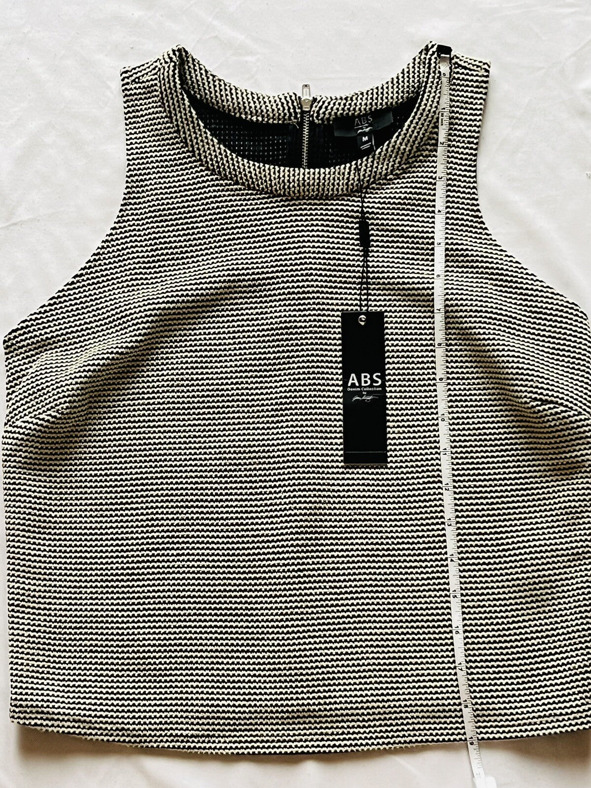 ABS Denim Collection Allen Schwartz Women’s Top Beige Black Sz M Tank Top