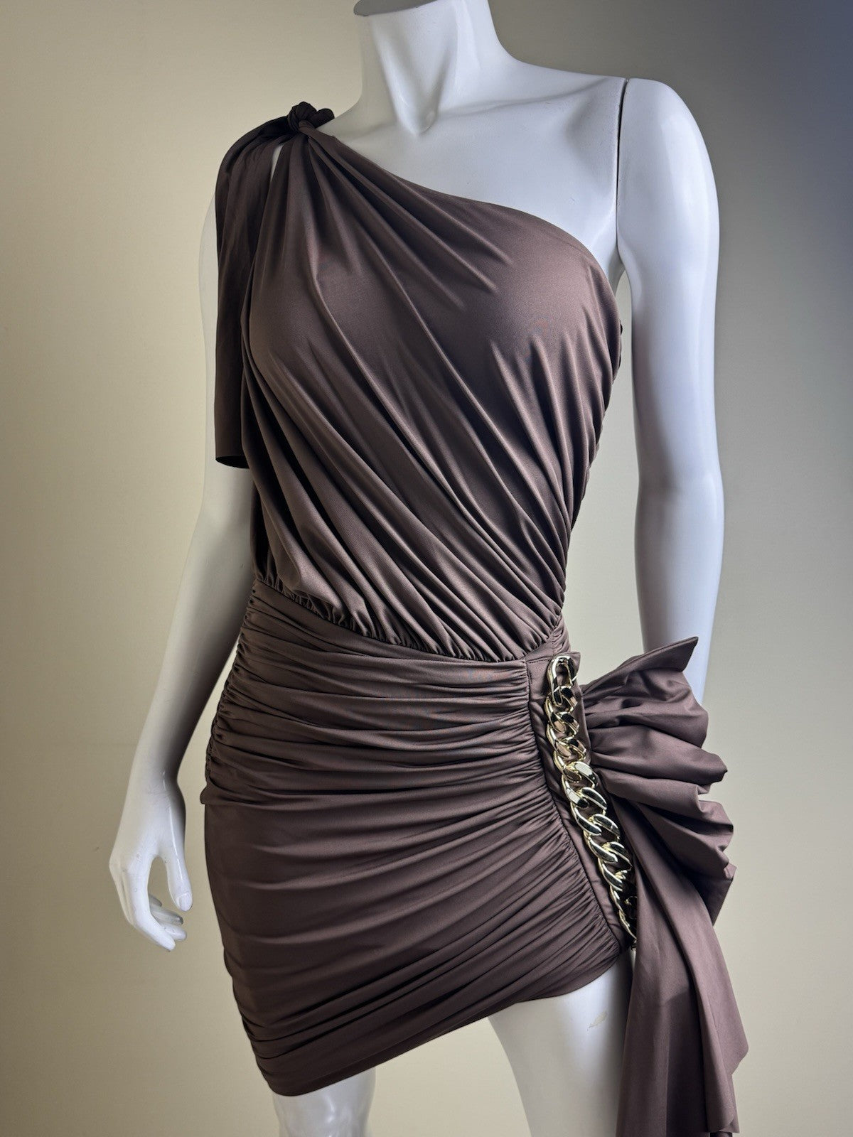 Luxxel Women’s Blouson Brown Dress Sz S.  (B.154)