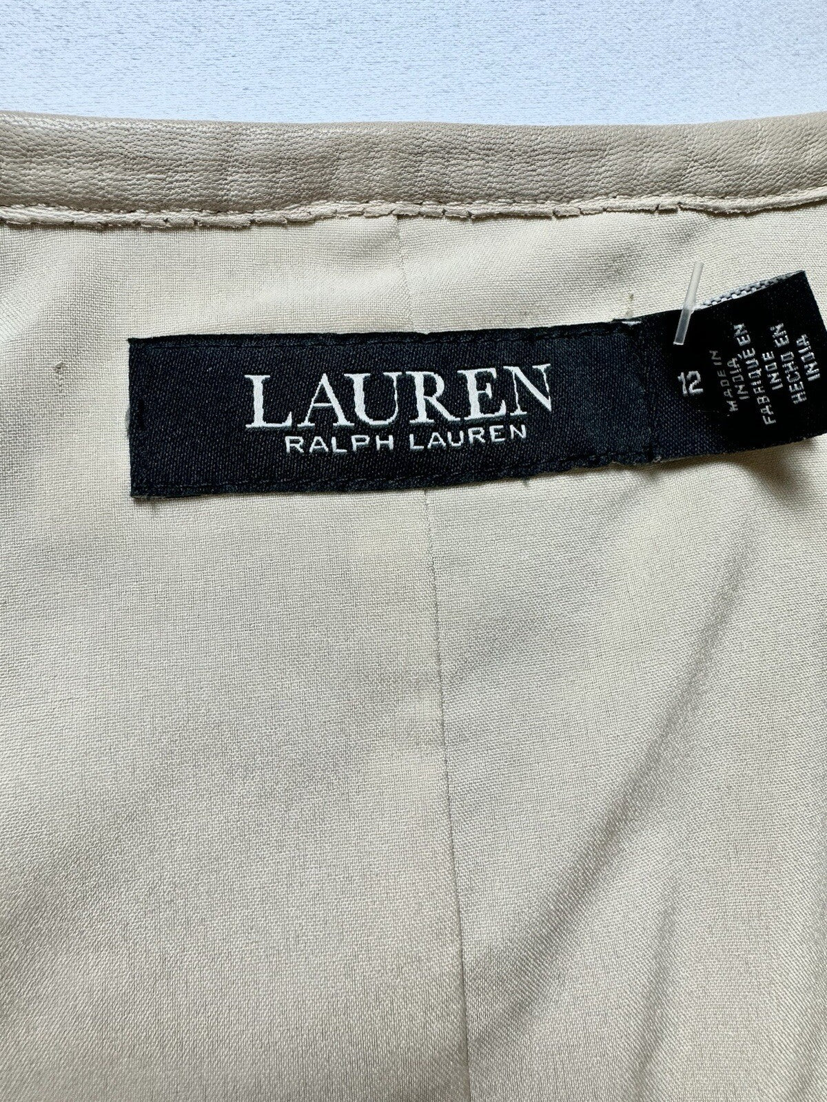 $595 Lauren Ralph Lauren Women’s Fringes 100% Lamb Leather Skirt Sz 12   (B.118)