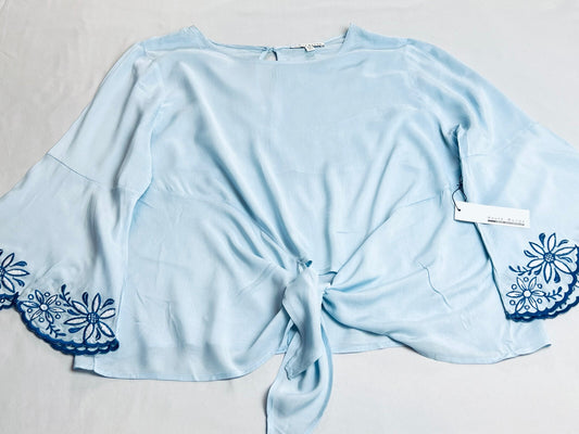 Haute Monde Women’s Bell Sleeve Blue Blouse Sz 3X Top